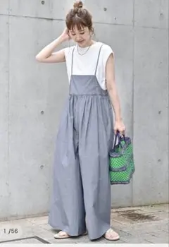 B.CSTOCKベーセーストック★Tシャツ付きサロペットセット　ネイビーのサムネイル