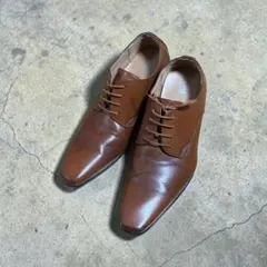 ブラウン レースアップ ドレスシューズ