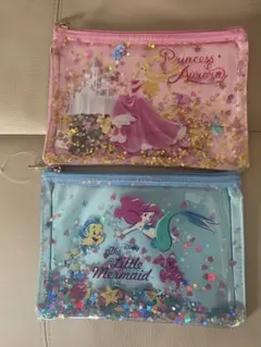 新品未使用　ディズニーオーロラ姫　アリエル　キラキラポーチ　2セット