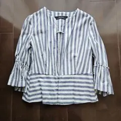 ZARA BASIC ノーカラージャケット ストライプ