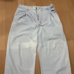 ライトブルー ストレートデニム ゴムウエスト