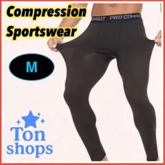 メンズ コンプレッションタイツ Mサイズ ブラック スポーツインナー　L033