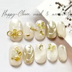 ☆B-113☆和柄ネイルチップ 金の蝶々の成人式ネイル　振袖ネイル