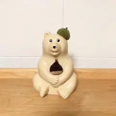 しろくま貯金箱　栗拾い　モスグリーンセット
