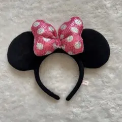 ディズニー　カチューシャ　ミニー　ファンダーランド　ピンク　スパンコール