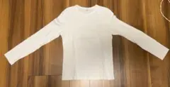 【今がお得‼︎】UNIQLO リブクルーネック長袖Tシャツ ホワイト Lのサムネイル