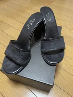 ☆mi7様☆Gucci ブラック GGリボンサンダル ヒール8cm - メルカリ