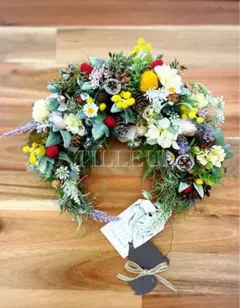 ꕤ*.゜春いっぱいのグリーンリースꕤ*.゜ハンドメイド約30cm✗24cm