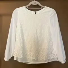 インディヴィホワイトレース長袖ブラウス