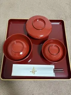 赤い漆器セット お食い初め用