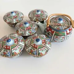 【未使用】有田焼 清秀作 古伊万里様式 蓋付茶器揃（急須・湯呑5客）金彩 外箱付