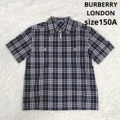 美品【バーバリーロンドン】ジップアップ 半袖シャツ ノバチェック S～M相当
