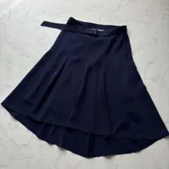 COUP DE CHANCE ネイビー フレアスカート ベルト付き とろみ 36のサムネイル