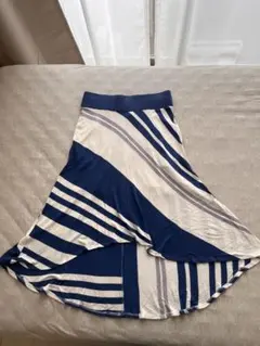 フィッシュテール スカート　マルチストライプ ブルー/ホワイト bordeaux