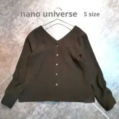 ナノユニバース　とろみVネックブラウス カーキーブラウン サイズ36 S