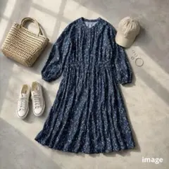 シュカ ロングワンピース とろみ 花柄 フラワープリント 羽織 前開き 上品 Mのサムネイル