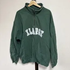 【即完モデル】XLARGE ダークグリーン ハーフジップスウェット