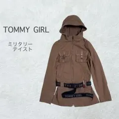 TOMMY GIRL フード付きミリタリージャケット ベルト付き