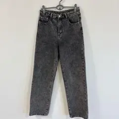 【M】SHEIN グレー ハイウエスト デニムパンツ　ダーク系　カジュアル