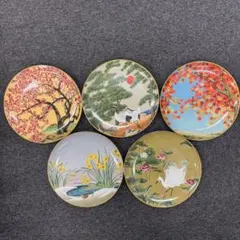 フランクリン ポーセリン 花鳥十二ヶ月 飾皿　5枚セット　1979年　限定品 フランクリン ポーセリン 花鳥十二ヶ月 飾皿 5枚セット 1979年 限定品
