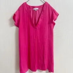 メゾン・ダメリー 【XL】パリ発 Vネックブラウス ピンク 大きいサイズ