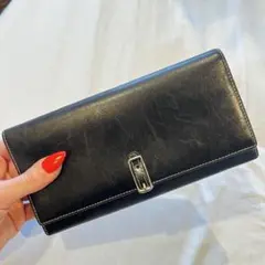 オールドコーチ エンブ ブラック/レッド スリム ロングウォレット