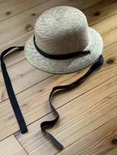 ベージュ 麦わら帽子 ボーラーハット　田中帽子店