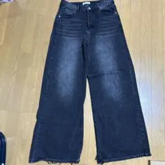 MENES ダークグレー ワイドレッグデニム L