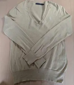 Ralph Lauren レディースベージュ Vネック 長袖ニットL