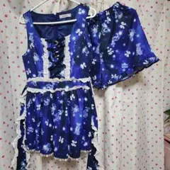 ネイビー星座柄 フリル付き セットアップ Ank Rouge