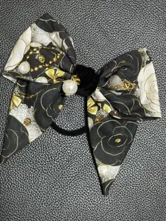 NEWモノトーンカメリアロングリボンゴム