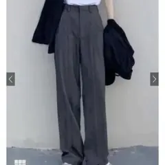 美品　グレイル　GRL センタープレスストレートパンツ　グレー　ワイド　ai07