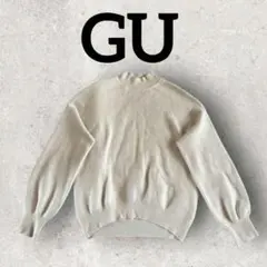 GU スウェットライクハイネックセーター 長袖 パフスリーブ (L) ホワイト系のサムネイル