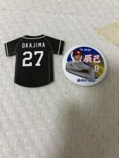 辰己涼介缶バッジ ボートレース 岡島ファンクラブユニホームステッカー付き