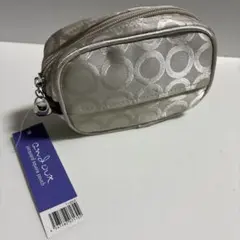 シルバー 円形模様 ポーチ