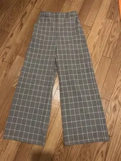 GU　チェック　ワイドパンツ