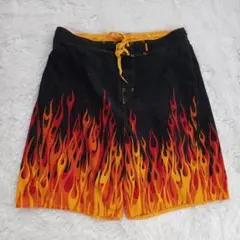 ファイヤーパターン ショートパンツ ハーフパンツ フレイムス XL
