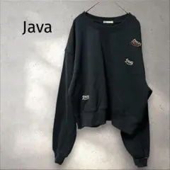 Java＊裏起毛 ワッペン刺繍 スウェット トレーナー グレー オーバーサイズのサムネイル