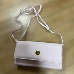 新品　猫ロゴ付きピンクスマホショルダーバッグ