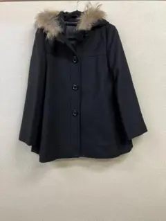 【新品保管品】アクイレギア ラクーンファーウールフードコート　黒