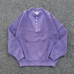 80s L.L.Bean ヘンリーネックコットンニットセーター USA製 希少色