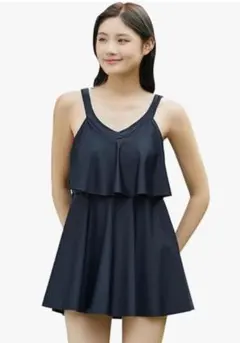 ✨海やプールに✨ワンピース水着　黒　ブラック　レディース　M ラッシュガード