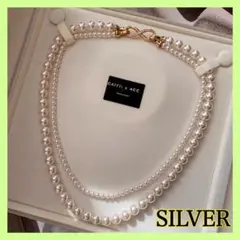 パールネックレス　フォーマル　卒業式　入学式　二連　上品　シルバー　結婚式　6