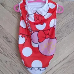 ミニーマウス タンクトップ 赤と白のドット