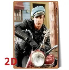 【輸入品】ブリキ看板/1953年の映画『乱暴者』俳優マーロン・ブランド