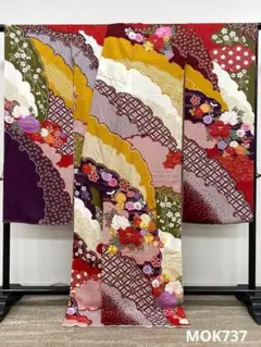 仮絵羽 振袖 金駒 金彩 紋意匠 未仕立て品 正絹 八掛付き HFT002 