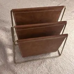 ブラウンレザー 3段マガジンラック　アメリカ