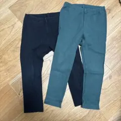 ブラック グリーン リブレギンス 100cm