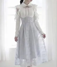 夢展望 DearMyLoveRose デコルテオープンシアーチェックワンピース
