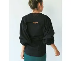 レイヤードバックオープンTee タンクトップ　カーディガン　ショート　背中見せ